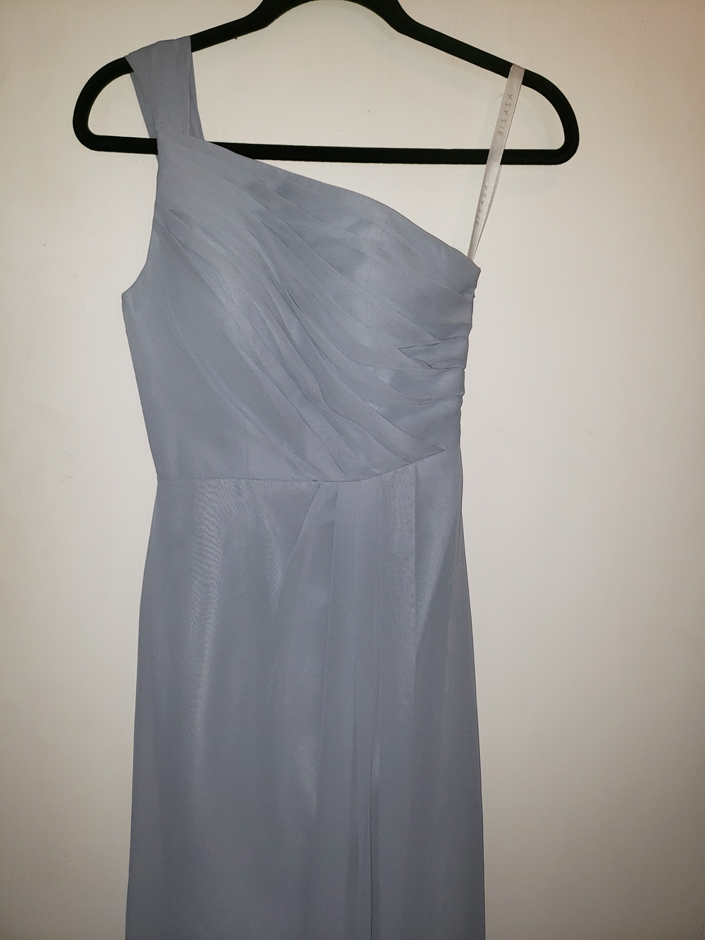 Azazie One-Shoulder Chiffon Dress in Light Blue-Gray